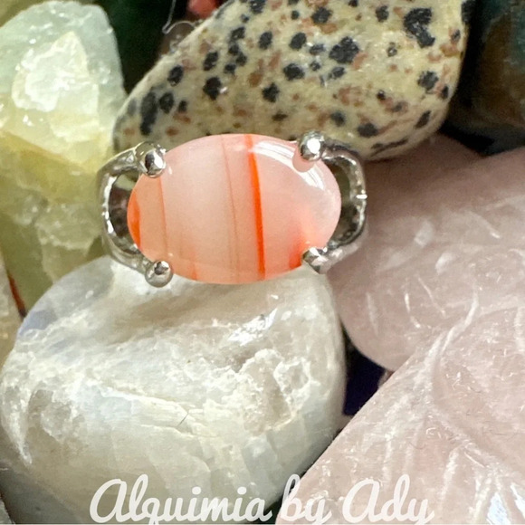 red crazy lace agate Victorian silver gem ring - Picture 1 of 11